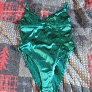 Green Satin Bodysuit